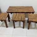 SAR 800,  Wooden Center Table With 3 Stools ;  Mattress Fluffy Cover (new) ; 6" X 6" New Mattress