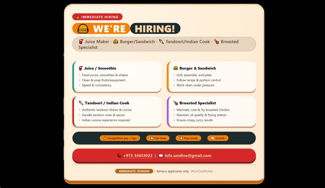 Zallaq, Jobs, Recruitment To Canteen
