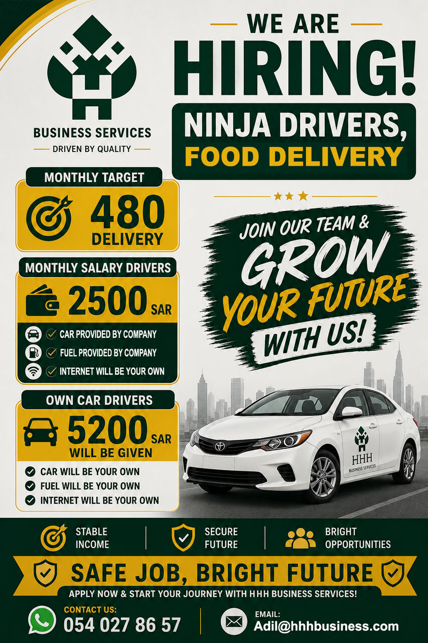 Riyadh, Jobs, WE ARE HIRRING FOOD DELIVERY DRIVERS FOR NINJA