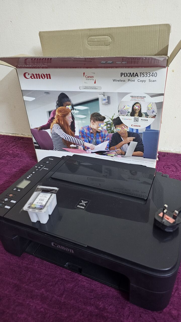 Riyadh, Electronics, SAR 100,  Canon Pixma Ts3340 Wireless Printer, Copier, Scanner + Brand New Canon Color Cartridge