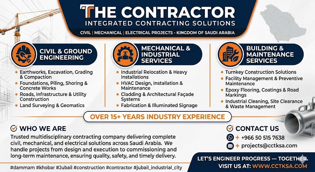 Dammam, Construction, THE CONTRACTOR Integrated Solutions For Civil Mechanical & Electrical Projects✅0505157638~