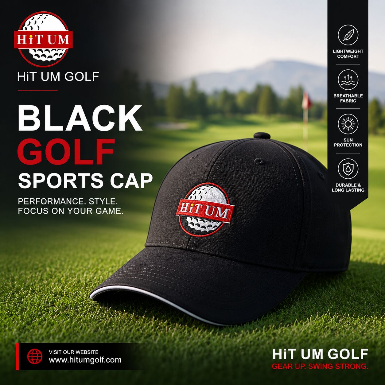 New York, Clothing & Accessories, USD 30,  Black Golf Sports Cap For Golf, Sports & Everyday Wear