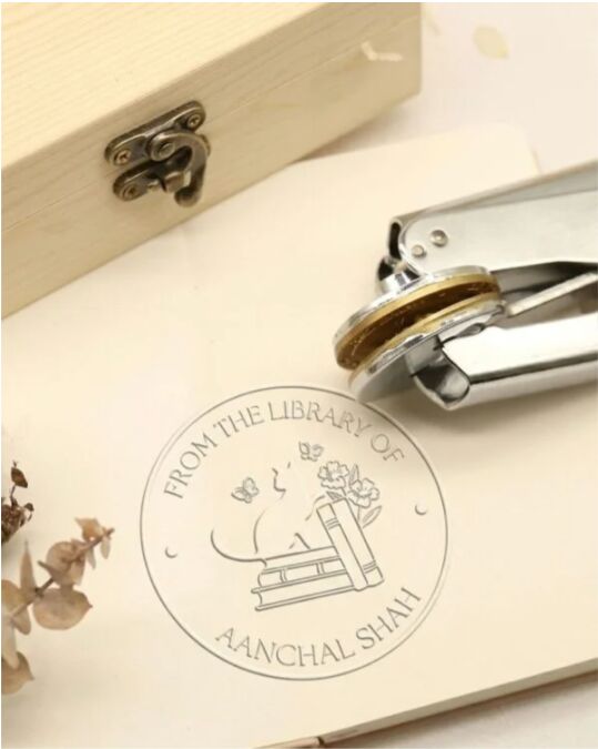 Mumbai, Materials, INR 1449,  Order Cat Signature Paper Embosser, Personalized 40mm Stamp By Ink N Bow