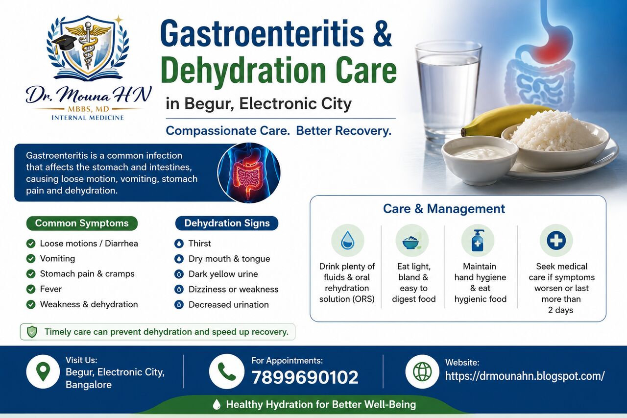 Bangalore, Health, Gastroenteritis & Dehydration Care In Begur, Electronic City &ndash; Dr. Mouna HN