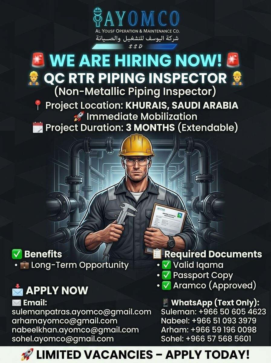 Dammam, Jobs, QC INSPECTOR 👷🏻‍♂️