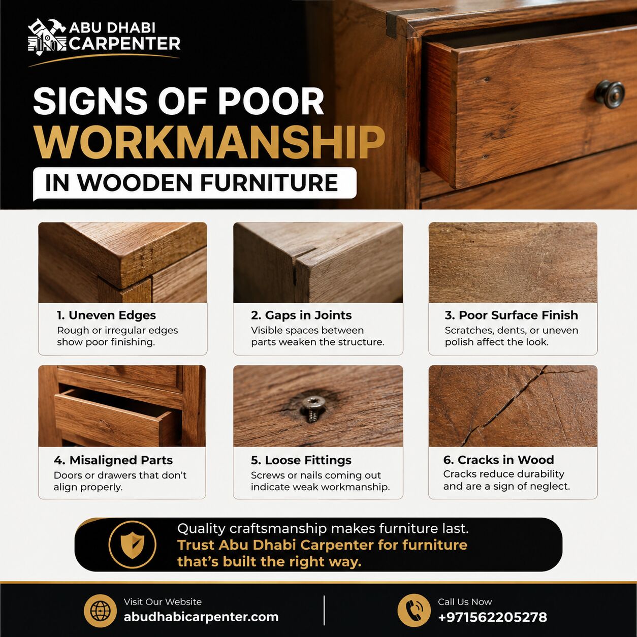 Abu Dhabi, Business, Signs Of Poor Workmanship In Wooden Furniture