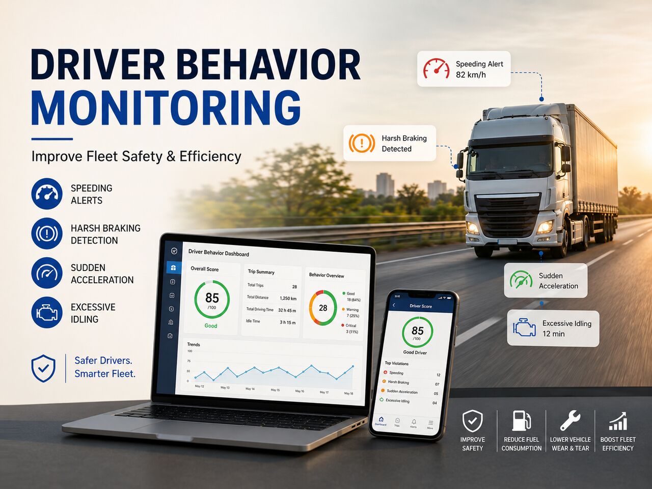 Ahmedabad, Electronics, Driver Behavior Monitoring: Improve Fleet Safety & Efficiency