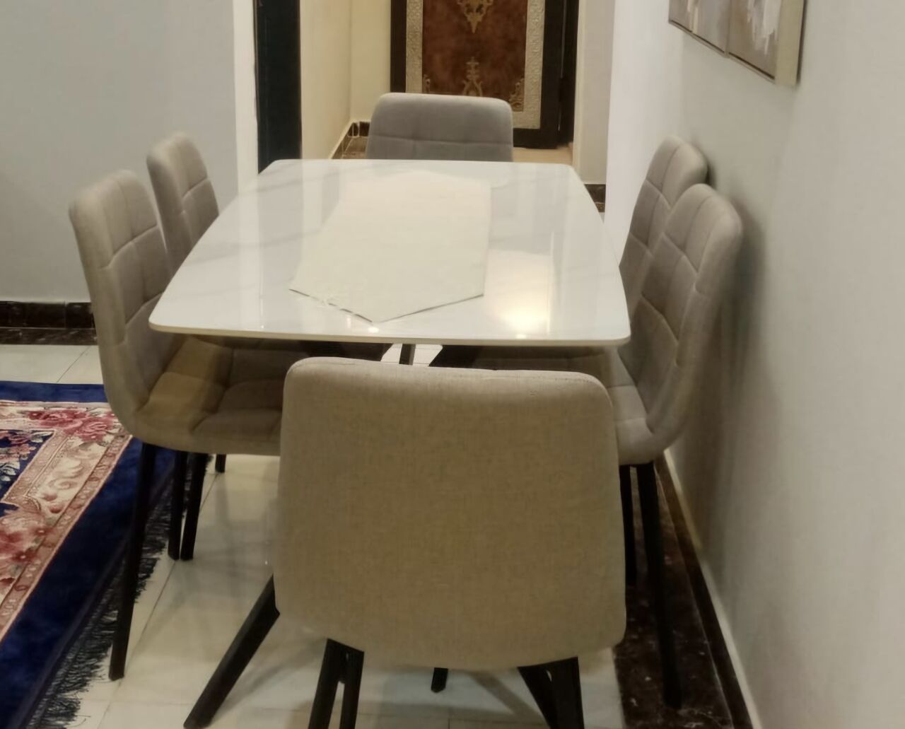 Riyadh, Household Items, SAR 750,  6-Seater Sintered Stone Dining Table Set &ndash; Almost New  Elegant 6-seater Sintered Stone Din