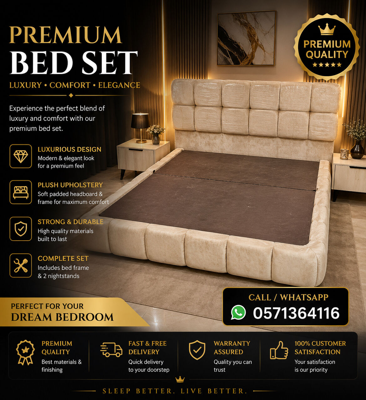 Jeddah, Furniture, SAR 5,  Premium Bed Set -Luxury And Comfort
