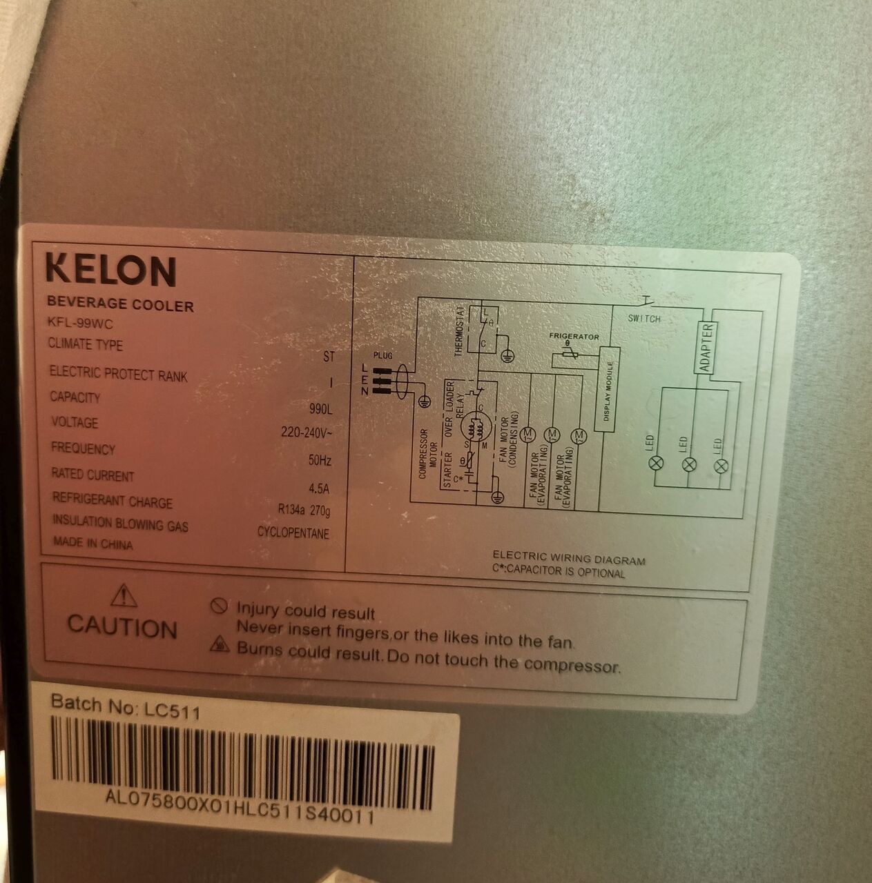 Manama, Electronics, BHD 290,  KELON CHILLER 990 Ltr For Sale (USED)