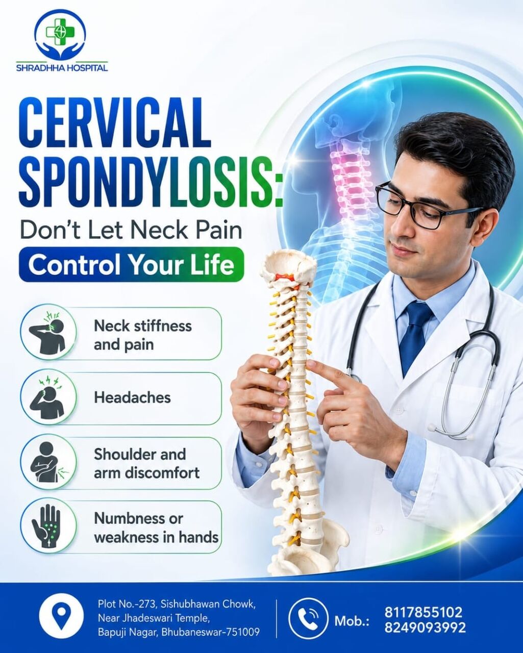 Bhubaneswar, Health, Cervical Spondylosis: Symptoms & Treatment |  Shradhha Hospital Bhubaneswar.