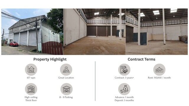 Bangkok, Villas, THB 110000,  151 Sq. Feet,  ให้เช่าโกดัง437ตร.ม.เหมาะสำหรับยิมฟิ