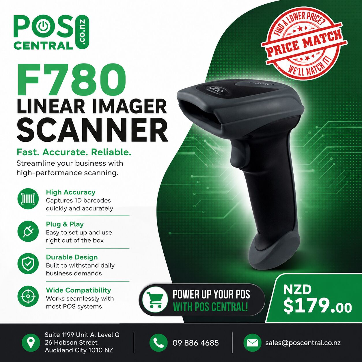 Auckland, Computers, NZD 179,  F780 Linear Imager Barcode Scanner For Retail & POS