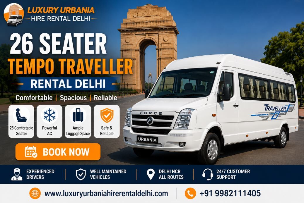 New Delhi, Travel, Luxury 26 Seater Tempo Traveller Rental In Delhi