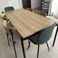 SAR 900,  Dining Table + 6 Chairs &mdash; Wood & Black Metal