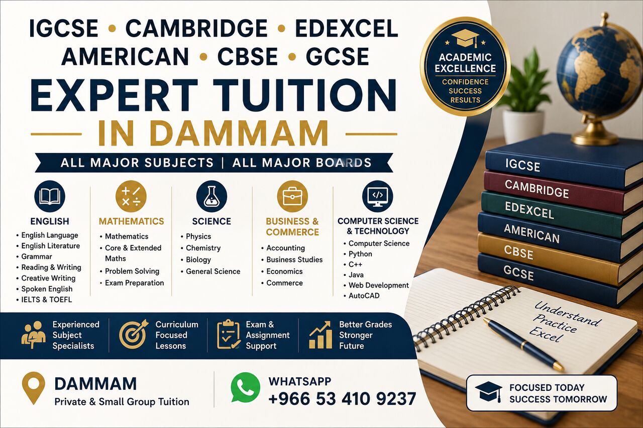 Dammam, Lessons Wanted, IGCSE &bull; Cambridge &bull; Edexcel &bull; American &bull; CBSE &bull; GCSE | Expert Tuition In Dammam
