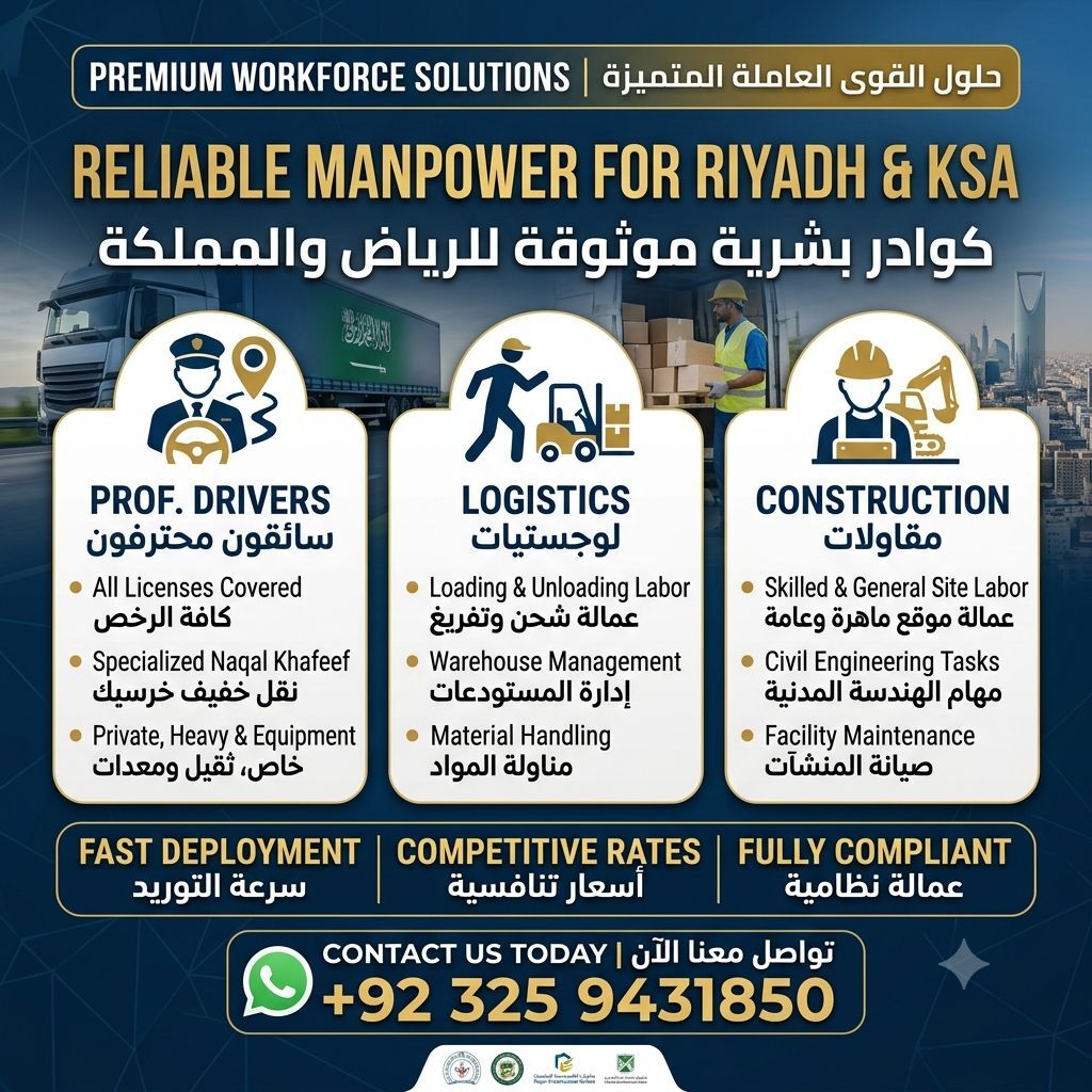 Riyadh, Jobs, Manpower Supplier Company In Riyadh