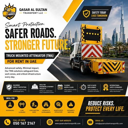 Dubai, Equipment Rental, TMA Crash Cushion Work UAE - Qasar Al Sultan Transport LLC