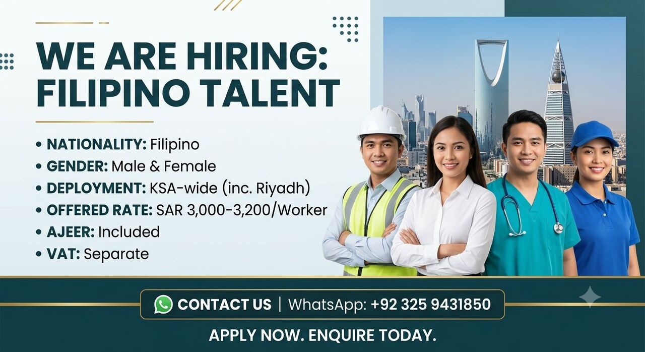 Riyadh, Jobs, HIRING: FILIPINO MANPOWER (MALE & FEMALE)