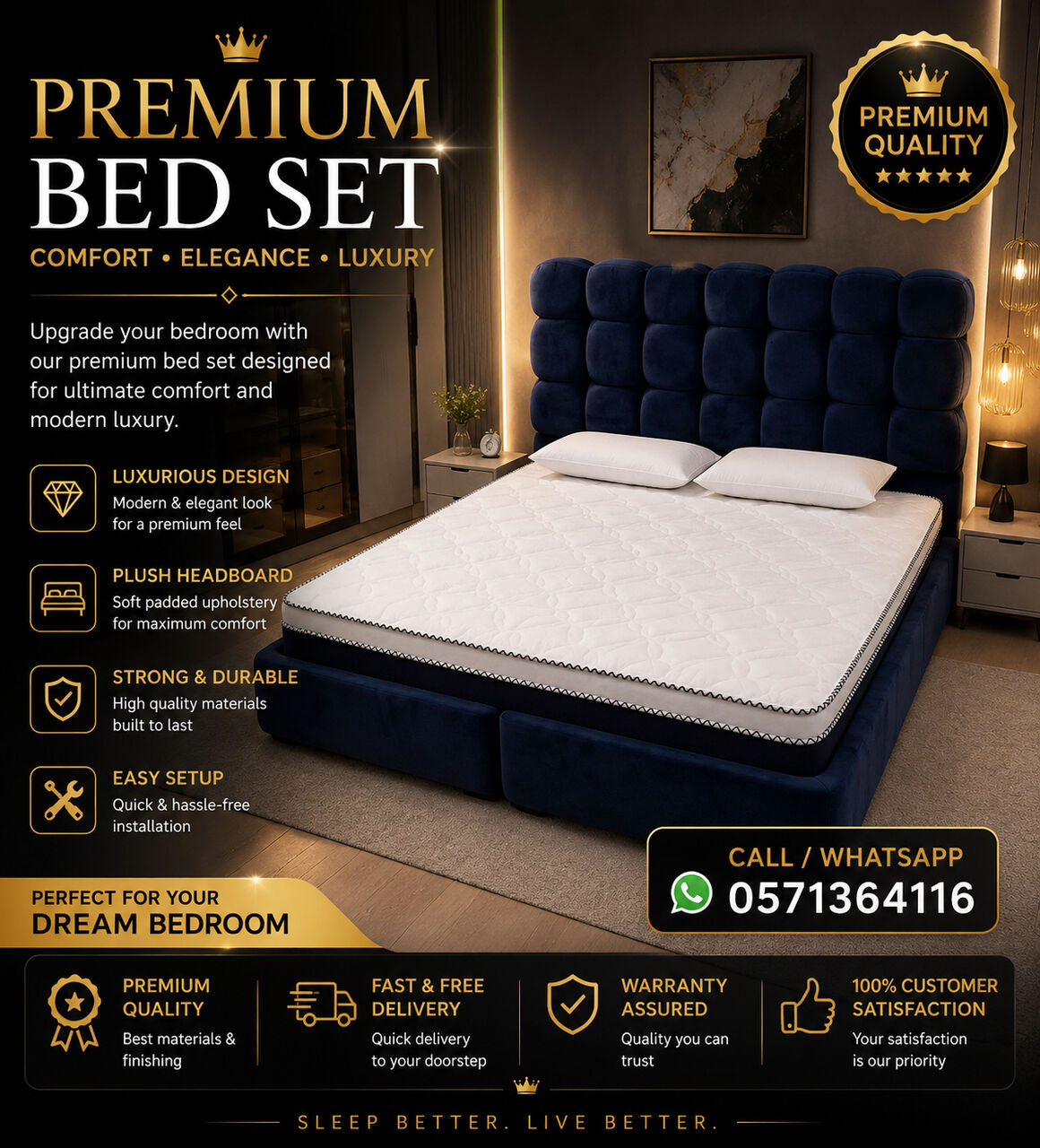 Jeddah, Furniture, SAR 5,  Premium Quality And Luxury Double Bed Set Available