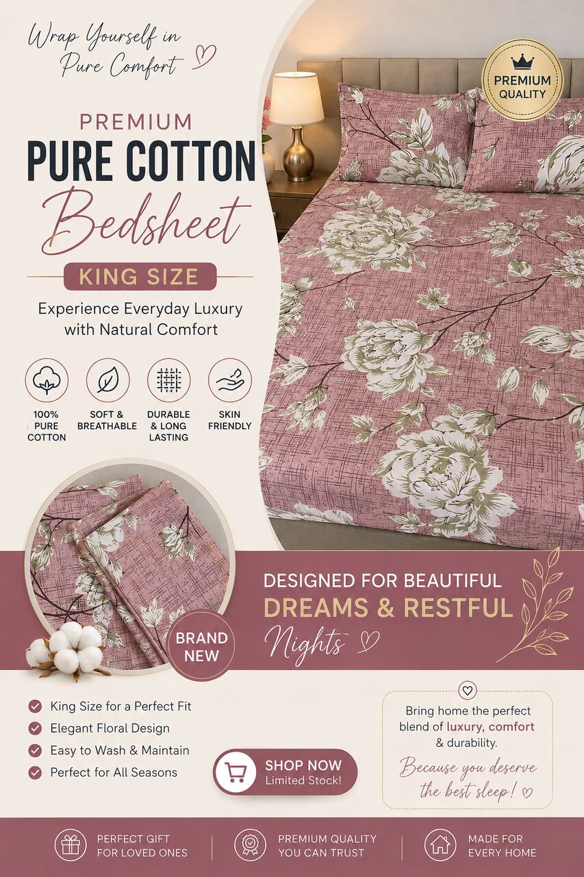 Dubai, Clothing & Accessories, AED 100,  BRAND NEW PREMIUM PURE COTTON KING SIZE BEDSHEET
