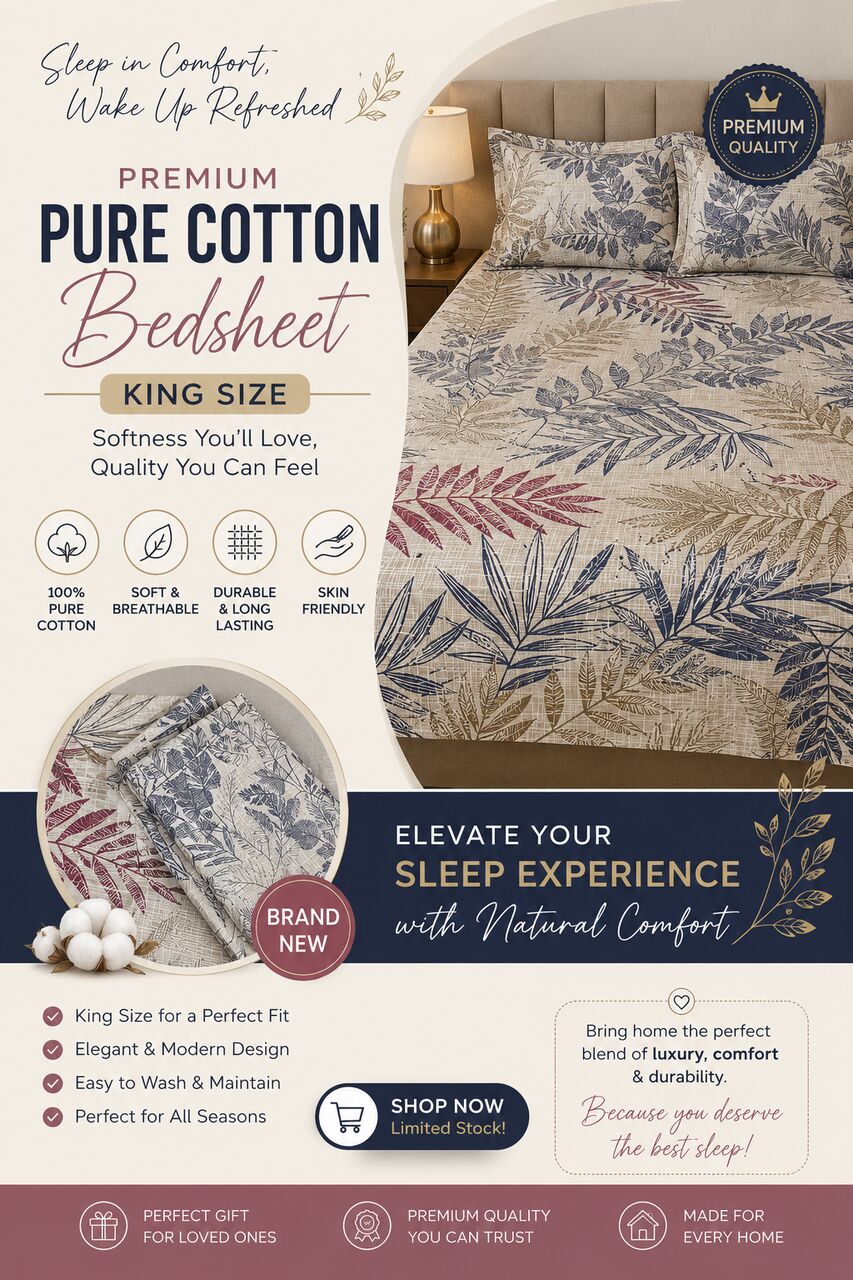Dubai, Clothing & Accessories, AED 100,  PREMIUM PURE COTTON KING SIZE BEDSHEET