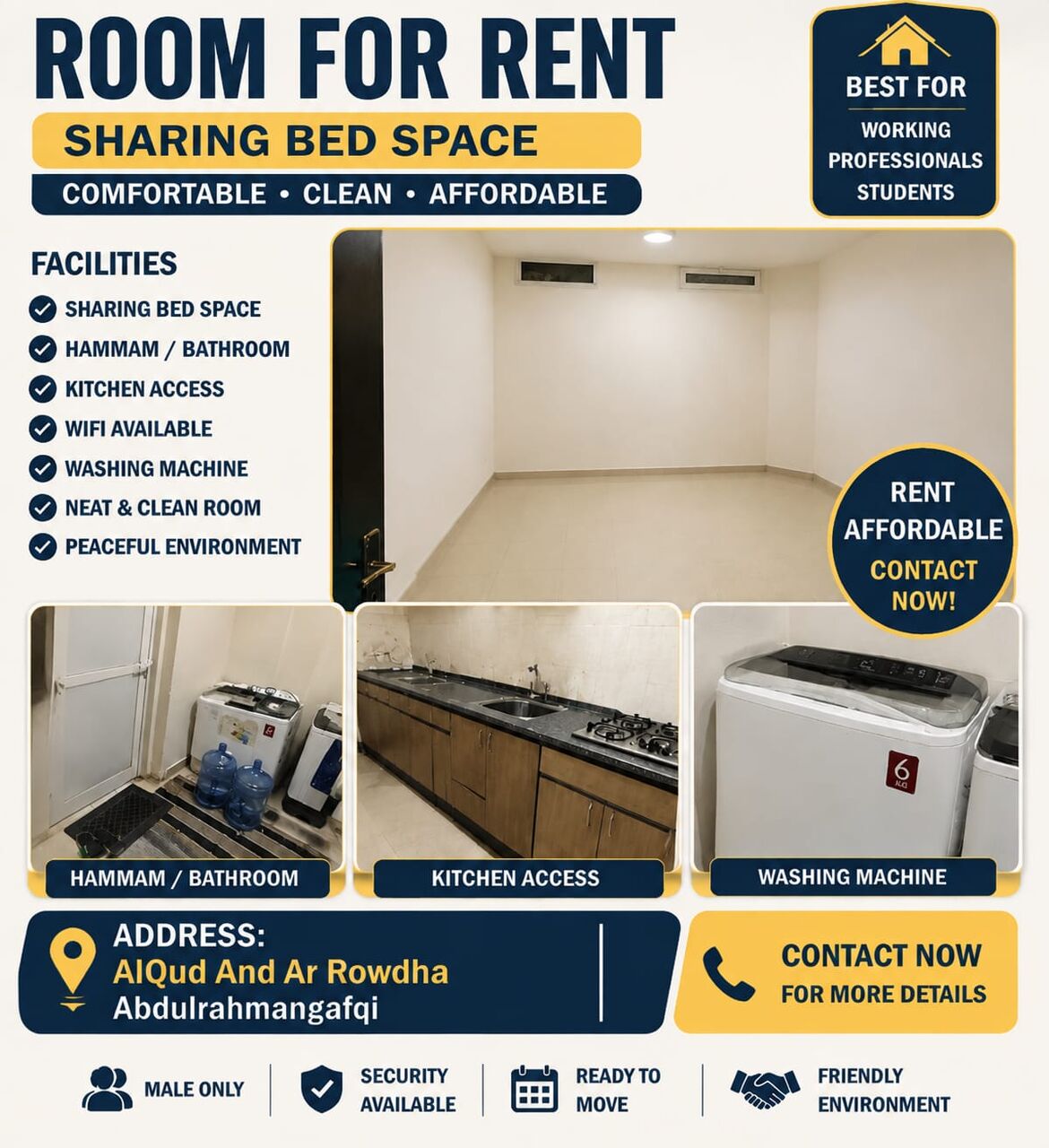Al Rawdah, Apartments, Flats, Houses & Villas, SAR 490/month,  Studio,  Al Rowadah  First Class House Room Sharing