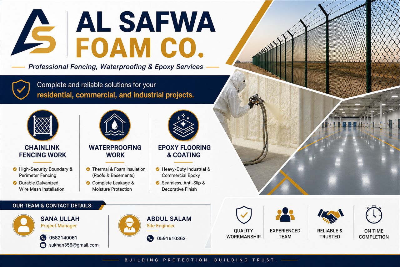 Jeddah, Construction, Professional Fencing, Waterproofing & Epoxy Services