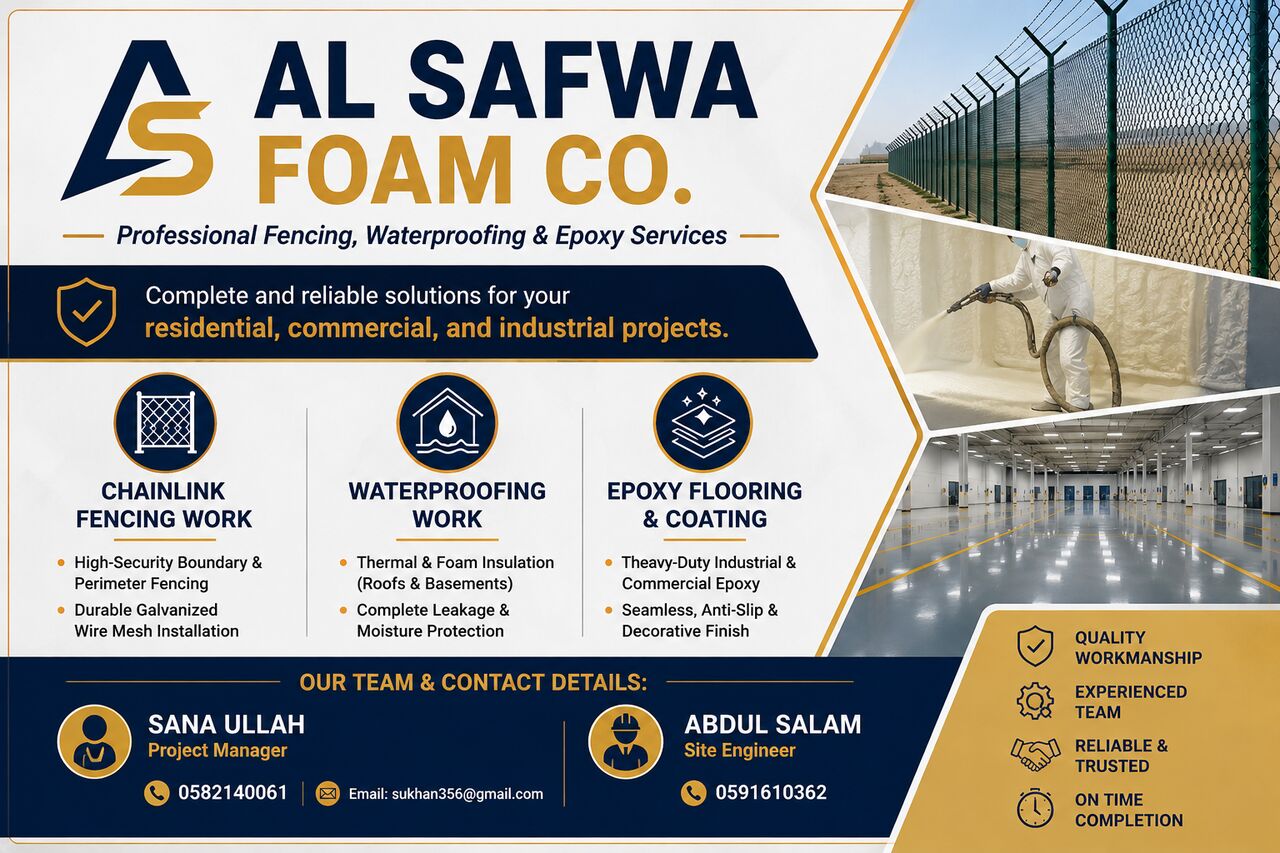 Jeddah, Construction, Professional Fencing, Waterproofing & Epoxy Services