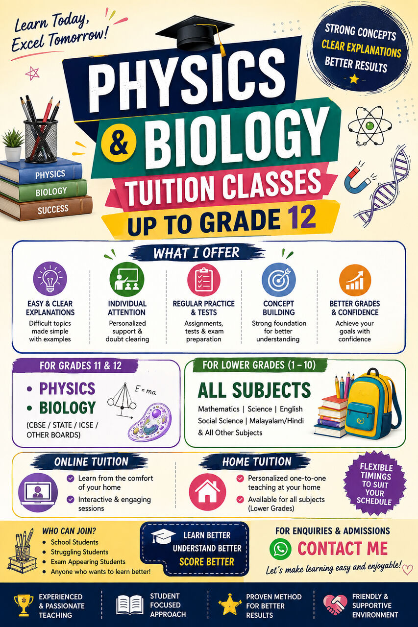 Jubail, Lessons Offered, Home Tution /online Tution