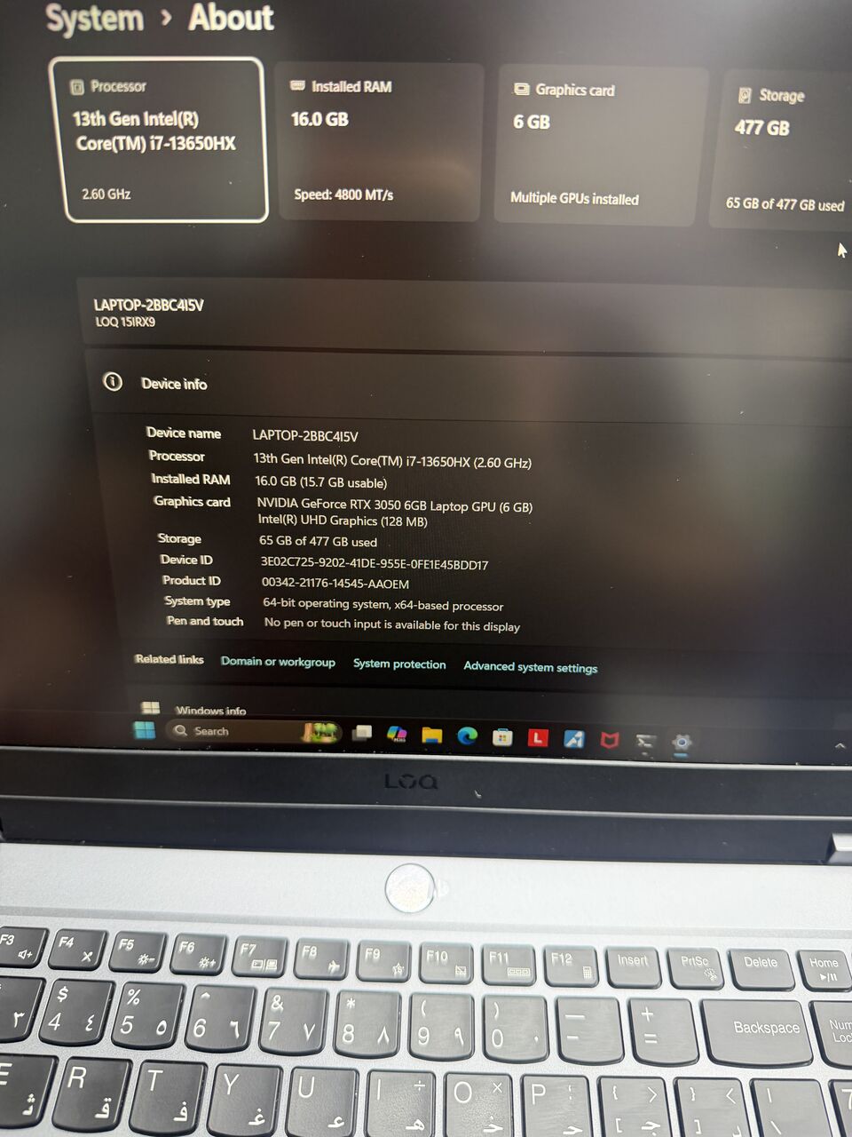 Riyadh, Computers, SAR 3000,  Lenovo LOQ Core I7 13th Gen 16GB 512 RTX 3050 6GB Like New