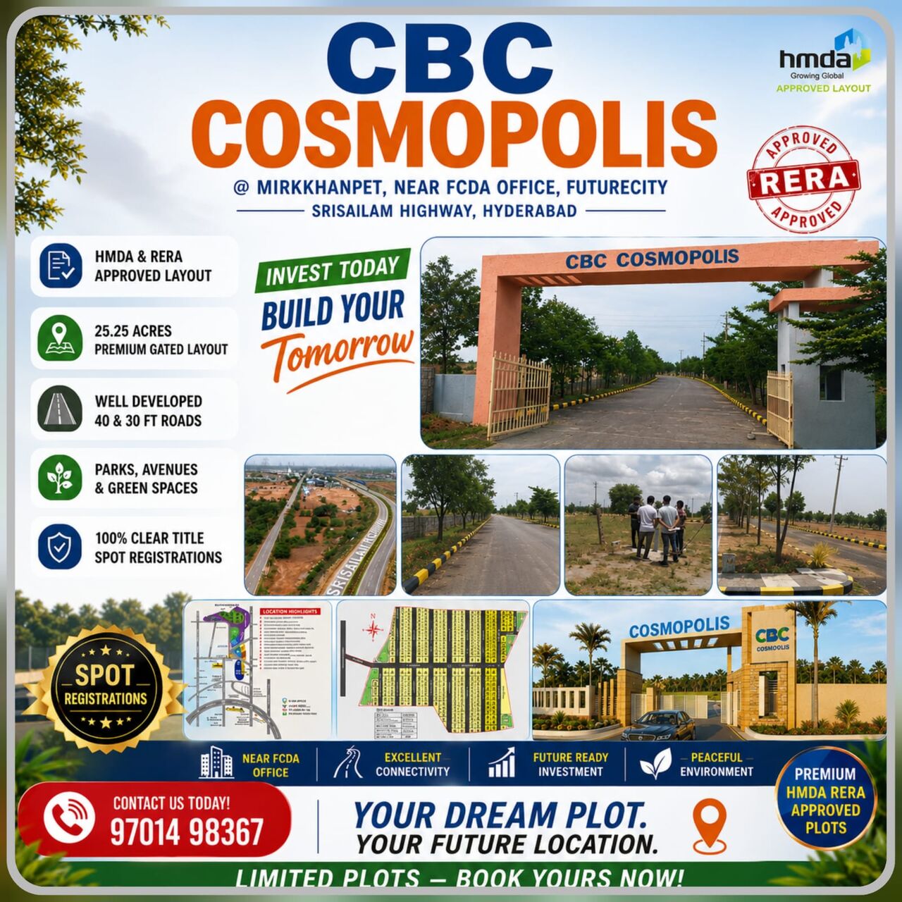 Hyderabad, Residential Plots, INR 16499,  212 Sq. Yard,  Near Ratan TATA Green Field Road HMDA Plots For Sale 9701498367