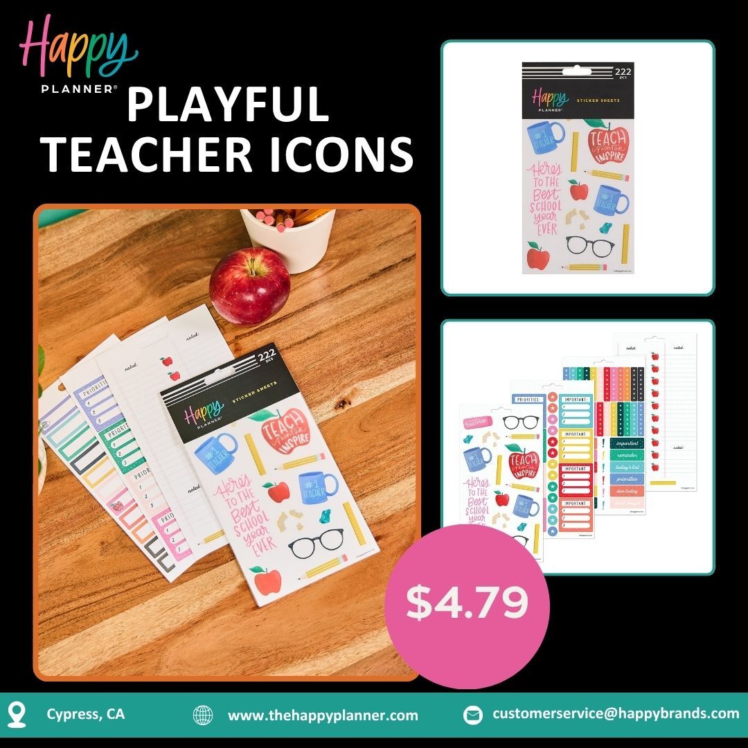 New York, Books, USD 4,  Playful Teacher Icons Sticker Set