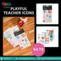 USD 4,  Playful Teacher Icons Sticker Set