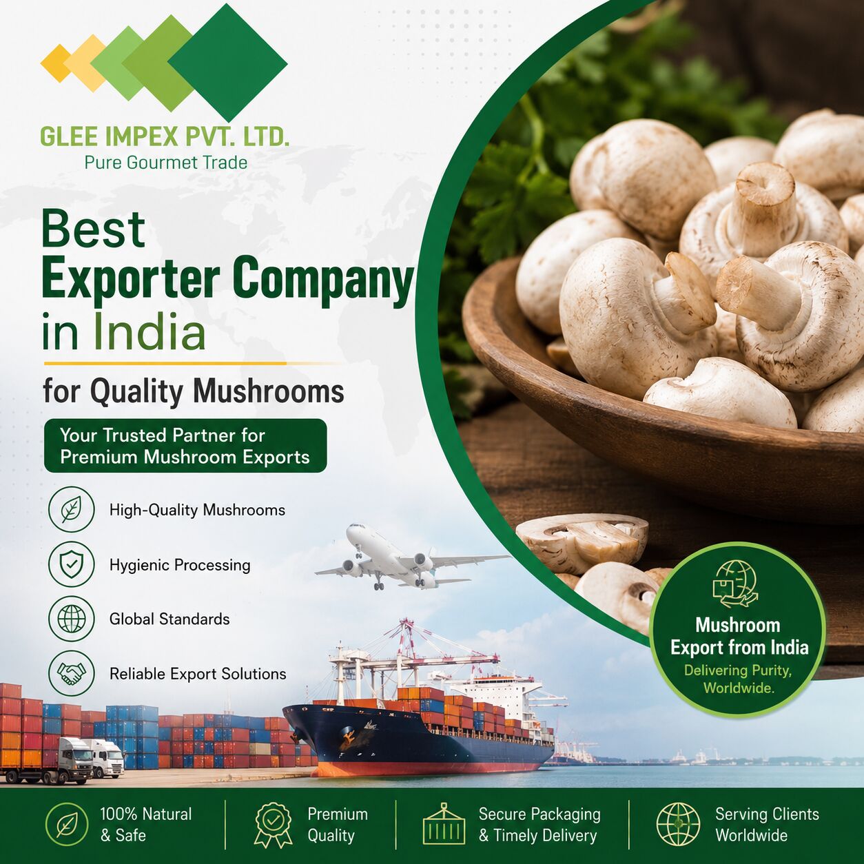 Mumbai, Food, Best Exporter Company In India For Quality Mushrooms | Glee Impex