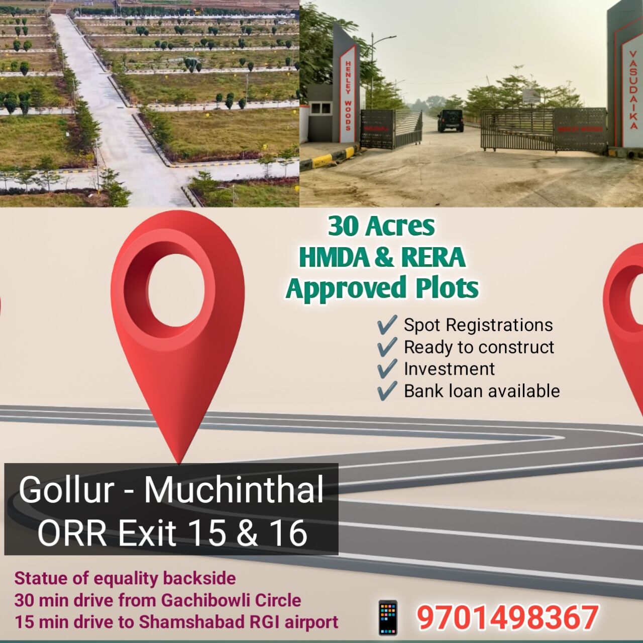 Hyderabad, Residential Plots, INR 7220000,  249 Sq. Yard,  HMDA Approved Plots | Near ORR, Exit 15 Pedda Golkonda Hyderabad