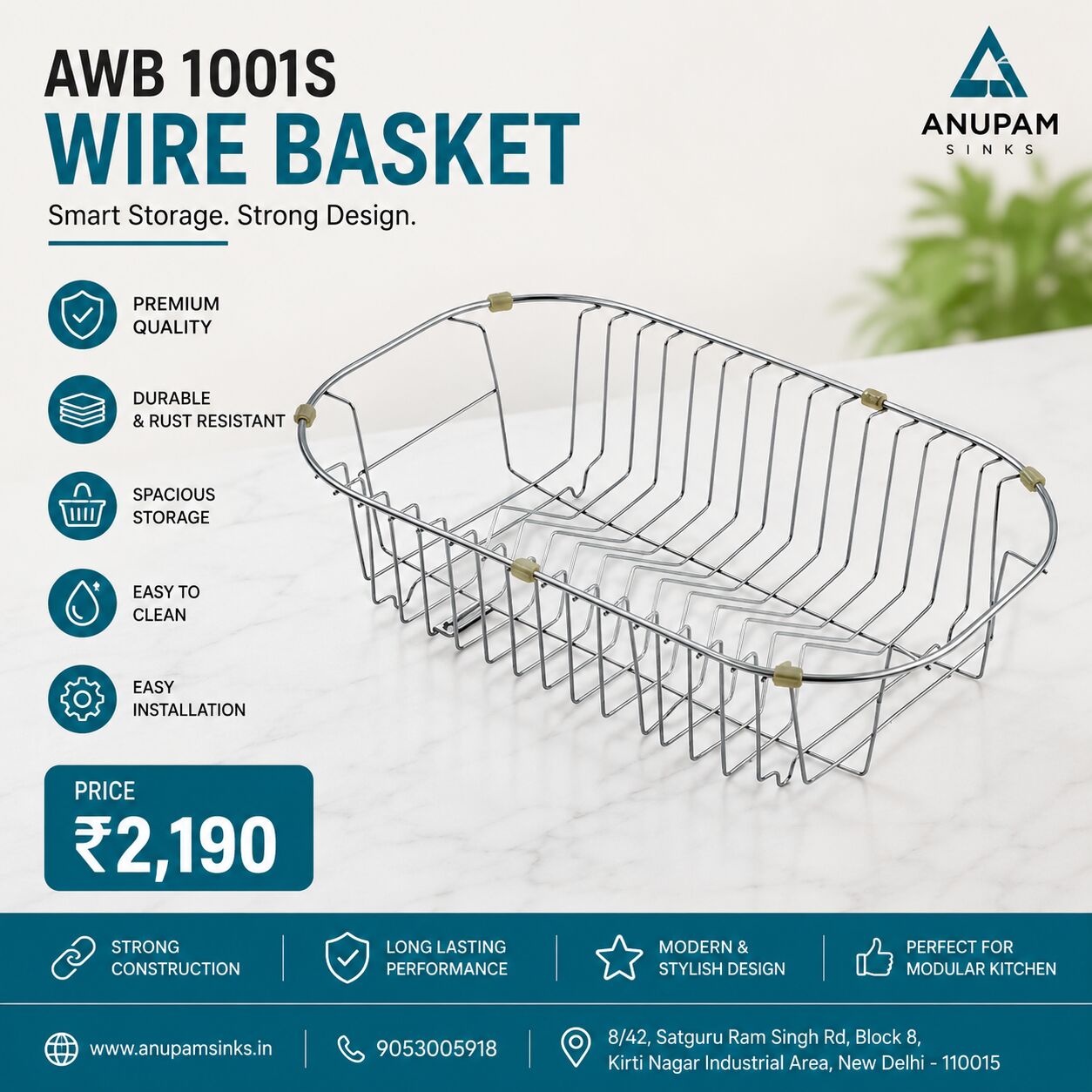New Delhi, Household Items, INR 2190,  Premium Plate Wire Basket For Kitchen
