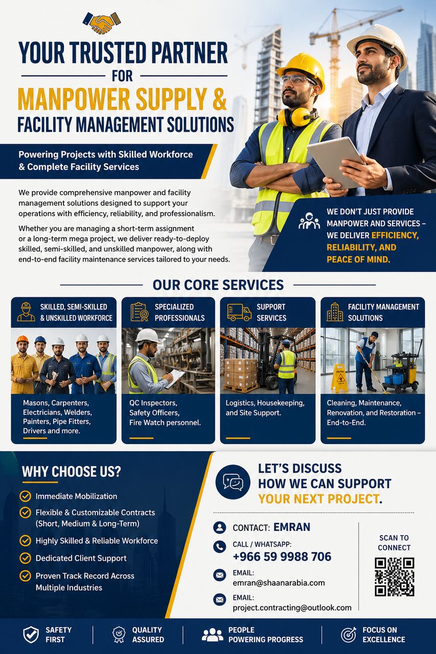 Jubail Industrial City, Construction, Facility Management | Industrial | Commercial | Hospitality Services✅ 0599988706...-