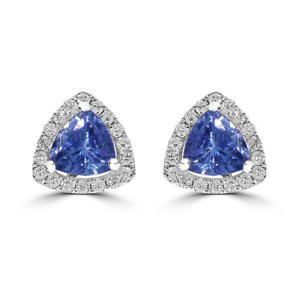 New York, Jewelry, USD 523,  For Sale: 0.95ct Tanzanite Earrings With 0.22ct Diamond Sparkle