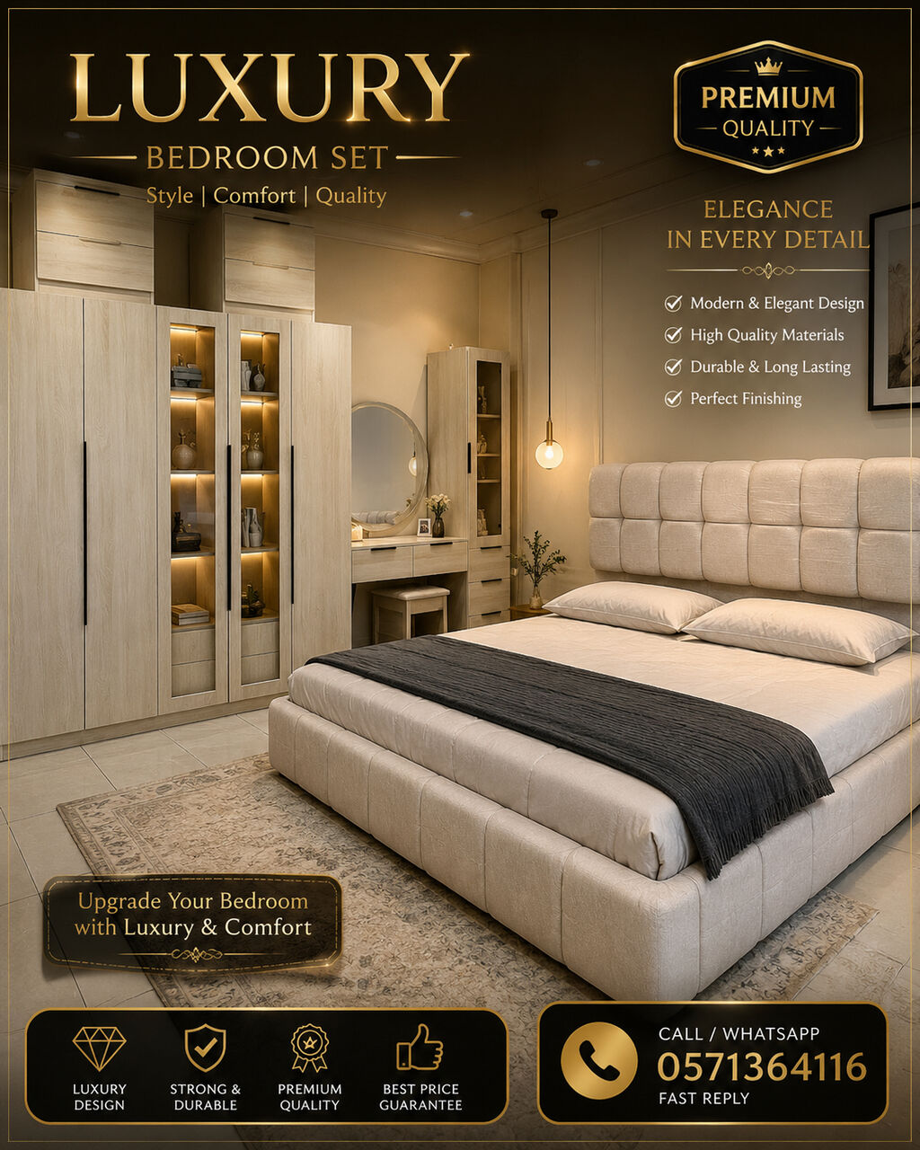Jeddah, Furniture, SAR 5,  Luxury Bedroom Set &ndash; Premium Quality