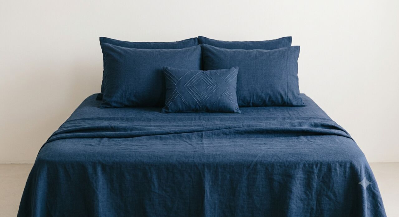 Mumbai, Household Items, INR 1499,  Shop Blue Handloom Cotton Bed Sheet