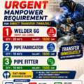 🚨 URGENT MANPOWER REQUIREMENT 🚨 WELDER, PIPE FABRICATOR, & PIPE FITTER 🚨