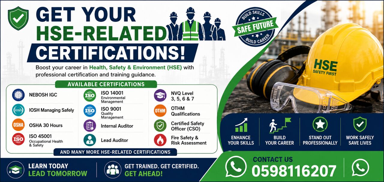 Riyadh, Jobs, Boost Your Career In Health, Safety & Environment | HSE-RELATED CERTIFICATIONS