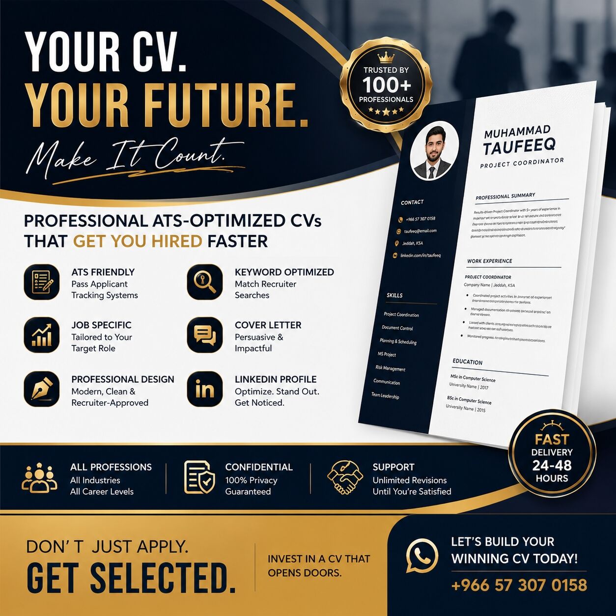Makkah, Writing, ATS-Optimized Saudi Arabia CV + LinkedIn + Cover Letter