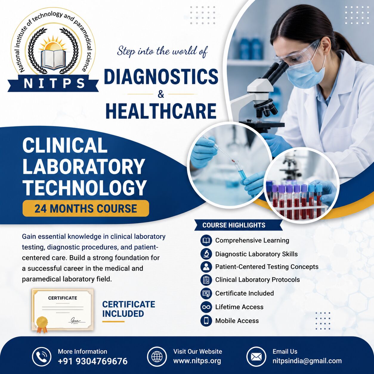 Ghaziabad, Education, Clinical Laboratory Technology Course &ndash; 24 Months | NITPS