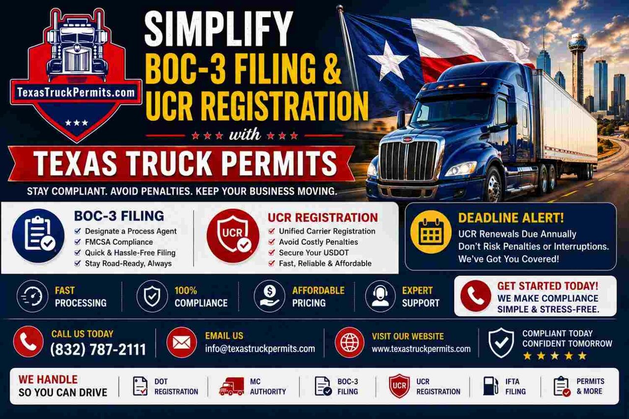 Houston, Automotive, Simplify BOC-3 Filing & UCR Registration With Texas Truck Permits