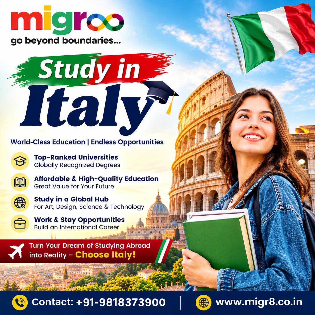 Rohini, Free Items, Study In Italy