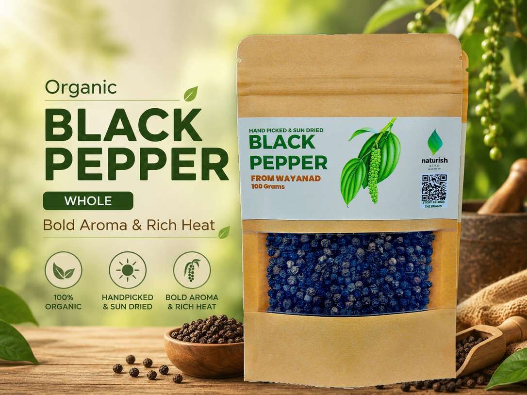 Kerala, Food, INR 130,  Organic Black Pepper Whole | Bold Aroma & Rich Heat