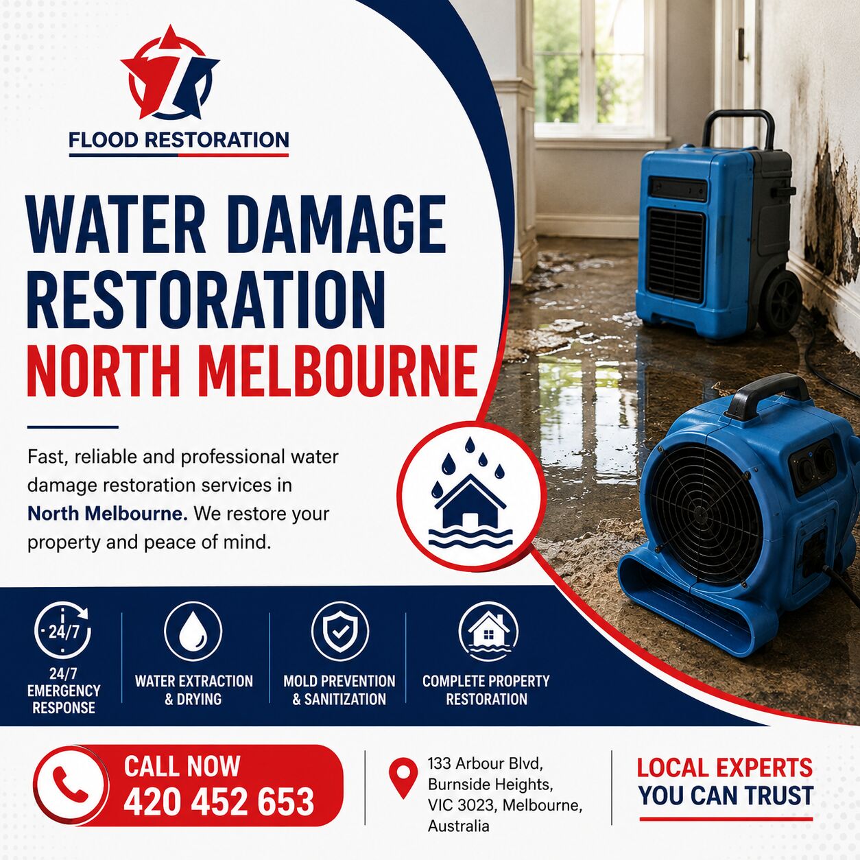 Melbourne, Cleaning, Water Damage Restoration North Melbourne | 7 Star West Side Services