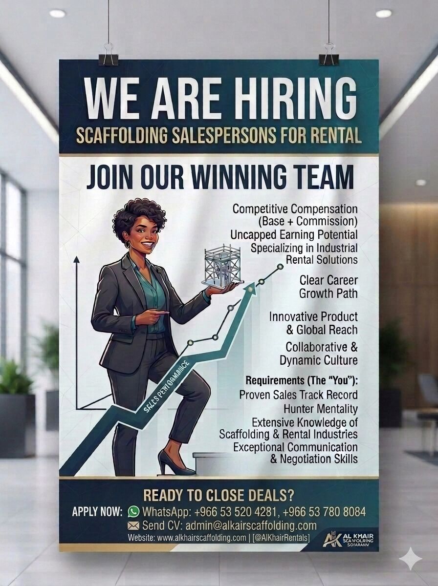 Jubail, Jobs, SALESPERSON FOR SCAFFOLDING RENTAL